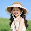 Chapéu de Palha Infantil 2026 Novo Estilo Chapéu de Sol para Meninas Verão Estilo Princesa Moderno Chapéu de Sol para Praia à Beira-Mar