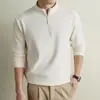 Yingao Estilo Old Money Moletom Masculino com Zíper Meio e Gola Alta Outono Inverno Novo Cor Lisa Manga Longa Casual Camada Base Top Masculino