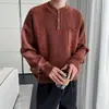 Suéter com bolso de gola pequena de novo senso de design masculino para primavera, outono e inverno suéter quente suéter retrô americano