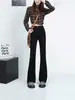 Pantalones Acampanados de Tiro Alto Pequeños Estilo Nuevo 2024 para Mujer, Micro La Jeans Negros, Ropa de Verano para Mujer, para Primavera y Verano
