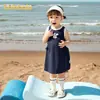Vestido Balabala para Meninas Saia de Bebê Vestido Colete Polo 2025 Nova Moda de Verão Estiloso Doce e Moderno
