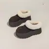 Botas de Nieve de Suela Gruesa para Aumentar la Altura, Zapatillas de Media Caña de Punta Cerrada para Mujer, Nuevos Zapatos de Invierno 2025 Estilo Birkenstock con Pantuflas de Algodón con Piel Sintética