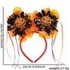 Diadema de Flor de Rayas de Colores de Calabaza de Halloween Suministros de Decoración para Fiesta y Baile Diadema con Borla de Bola de Papel de Lluvia