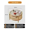 Mesa de centro de vidro colorida longa tecida em rattan de madeira maciça para sala de estar, adequada para espaços pequenos, mesa de centro redonda simples moderna retrô wabi-sabi