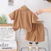Ropa de verano para niños y niñas traje infantil nuevo para niños pequeños y medianos traje casual de dos piezas estilo occidental para bebé con estampado de panda de manga corta
