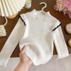 [En stock, camisa de otoño para niñas, camisa de manga larga para bebés, suéter para niños, chaqueta estilo occidental, cuello redondo]