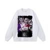 Camiseta de Manga Larga Lavable Estilo Americano Vintage Retro Estampada High Street para Hombre y Mujer, Top Base Suelto Retro de Moda