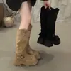 Hebilla de cinturón retro, botas de motociclista para mujer, nuevo estilo otoño 2026, suela gruesa, tacón grueso, botas altas, adelgazantes y que aumentan la altura, botas de jinete