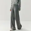 Suaves y nítidos~pantalones casuales de punto de cachemira para bebé para mujer, pantalones de pierna ancha de cintura alta, pantalones rectos holgados de lana para otoño e invierno