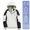 Ropa Rush de Montaña con Costuras en Color Contrastante para Mujer Tres en Uno 2024 Nuevo Otoño e Invierno Cortavientos Impermeable Traje de Montañismo para Parejas