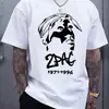 Camiseta Casual con Estampado para Hombre 180g Transfronteriza - Manga Corta, Cuello Redondo, Blanca con Diseño Estampado Negro, Estampado