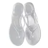 Chanclas de Cristal de Verano, Elegantes Chanclas Transparentes sin Cierre para Playa, Chanclas de Tira, Chanclas de Gel con Suela Plana