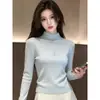 Suéter de punto de cuello redondo medio para mujer, atuendo de otoño e invierno, prenda interior de suéter, se puede usar solo, moderno, top base ajustado para mujer, venta al por mayor