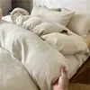 Luxo leve toque de alta qualidade algodão de fibra longa cor natural algodão e linho puro algodão algodão lavado conjunto de quatro peças capa de edredom jacquard 100% algodão lençol de cama 4