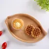 Explosiones de Amazon vajilla creativa con forma de hoja de madera maciza irregular para niños se puede configurar l-hecha