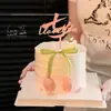 Día de San Valentín Chino Capullo de Tulipán Lazo Decoración de Pastel Vela Feliz Día de San Valentín Chino Enchufe Acrílico