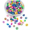 100 Cuentas Separadoras de Arcilla Polimérica Suave Fruta Dibujos Animados Letras Inglesas Perforadas Cuentas Sueltas Rebanadas Pulsera Material para Abalorios Joyería