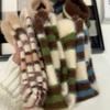 Calcetines de Corea del Sur para mujer, calcetines de caña media, nuevos de invierno, engrosados, cálidos, de terciopelo de visón, calcetines para mujer, calcetines de rayas con combinación de colores, calcetines apilables