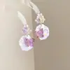Aretes de Mariposa de Ensueño, Pintura al Óleo Romántica Francesa con Flor en Relieve para Mujer, Atmósfera Fresca Única y Elegantes Accesorios para Orejas