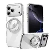 Adequado para Capa de Celular com Suporte Giratório Fosco para Iphone17Promax Apple 16 Transparente Magnético Anti-Queda Capa Protetora