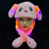 Chapéu de Influenciador do Tiktok com Orelhas Móveis Chapéu de Coelho com Airbag Desenho Animado Crianças Divertido Chapéu de Orelha Brilhante