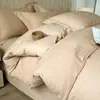 Conjunto de cama jacquard de alta qualidade com quatro peças, 100% algodão, capa de edredom de algodão puro escovado, adequada para todas as estações, capa de edredom e lençol