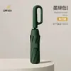 Guarda-chuva dobrável totalmente automático com fivela de anel, Guarda-chuva preto com revestimento personalizado para negócios, Guarda-chuva resistente a tempestades reforçado de uso duplo para sol e chuva