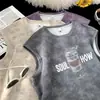 Top Corto de Algodón Puro con Tirantes Finos Sin Mangas para Mujer Ropa de Verano Estilo Perezoso de Gama Alta Holgado Top Retro Americano
