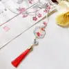 Lótus Cristalizado Lírio do Vale Estilo Nacional Lótus Corrente de Celular com Contas Chaveiro Pingente de Bolsa Joia Exquisita Presente para Mulheres
