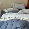 Juego de ropa de cama de cuatro piezas estilo francés vintage, grado A, de algodón puro cepillado, que incluye una sábana de algodón, un juego de tres piezas con una funda de edredón estampada floral y una sábana ajustable
