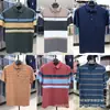Camiseta Masculina de Manga Curta com Gola e Bolsos Reais, Corte Amplo, Camisa Polo Listrada Fina para Homens de Meia-Idade e Idosos, Camisa de Pai, Roupas Masculinas