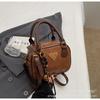 Invierno Nuevo Bolso de Bolos Vintage Bolso de Mujer Bolso de Mano de Textura de Alta Gama Cuero Encerado al Aceite Hombro Cruzado Almohada
