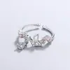 Anillo de circonia con adorno de flor para mujer, simple y elegante, fresco y de cuento de hadas, dulce y moderno, directo del fabricante