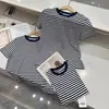 [Em Estoque] Camiseta de Algodão Manga Curta Listrada Azul e Branca Clássica de Caimento Solto Ralph Purple Label