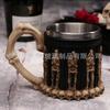 Fuente de Suministro de Comercio Exterior Taza Calavera Resina Acero Inoxidable Taza Creativa 3D Taza de Café Portátil