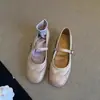 Sapatilhas rasas estilo retrô francês para mulheres, nova coleção outono 2026, bico redondo, sola plana, sapatos Mary Jane rosa com design de tira única