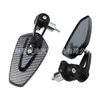 Espejo retrovisor de motocicleta más vendido transfronterizo, espejo de reversa CNC, espejo de manillar con transferencia de agua de fibra de carbono, reflector de cristal azul