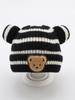 Gorro de bebé de invierno para bebé niño, gorro de lana con rayas de oso súper lindo, gorro de punto para otoño e invierno para recién nacidos.