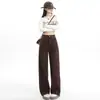 Jeans Color Marrón Maillard para Mujer Otoño 2024 Nuevo Estilo Americano Retro Pantalones Rectos de Pierna Larga