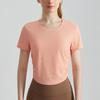 Camiseta Feminina de Manga Curta Chuanton Sports Secagem Rápida Respirável Slim Fit Curta Gola Redonda Pregas Laterais Fio Manga Curta Roupa de Yoga