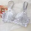 Lencería Sexy de Encaje Floral para Mujer, Realce y Recogida para Busto Pequeño, Anticaída, Reducción Lateral del Pecho, Conjunto de Sujetador sin Cables