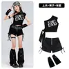 Roupa de Jazz para Meninas, Conjunto de Roupa de Dança Preto Cropped de Alça Única, Roupa Estilosa de Jazz para Menina para Performance de Street Dance