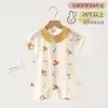 Mono de Algodón Arrugado para Bebé Verano Delgado de Manga Corta Pelele para Bebés Niños y Niñas Ropa para Recién Nacidos