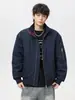 Chaqueta de Algodón Jack's para Hombre Color Noche Oscura Roja Corte Slim Tres Pruebas Cálida Cuello Alto Chaqueta de Vuelo Abrigo de Algodón