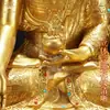 Aldea Tibetana Bronce Dorado Buda de la Medicina Uso en Interiores Hogar Inlay de Cuentas de Colores Berilo Luz Tathagata Estatua de Bronce Buda Adorno