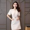 Saia Midi de Cintura Alta Elegante Francesa de Verão Exquisita Super Bonita Nicho Elegante Irmã Real Slim Vestido Branco