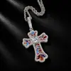 Estilo Hip Hop Europeu e Americano Pingente Personalizado Cruz Espiga de Trigo Cheia de Strass Acessórios de Joias Tendência Masculina com Cobre Incrustado Zircônia Colorida
