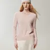 Kangsai Ni Linha Pronta para Vestir Gola V Vazado 100% Cashmere Tricô Solto Versátil Manga Longa Suéter Top Básico