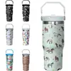 Termo Imprimible de 30 oz con Tema Ecuestre, Vaso con Popote de Acero Inoxidable de Doble Capa, Taza de Agua Más Vendida en Amazon