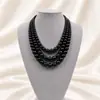 Collar de perlas de vidrio estilo cheongsam multicapa, nuevo estilo retro, cadena de clavícula, cadena de lana de doble capa, cadena de cuello de vidrio de tres capas
